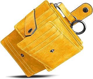 Porte-clés en cuir avec porte-carte de crédit rfid pour femme, mini petit portefeuille