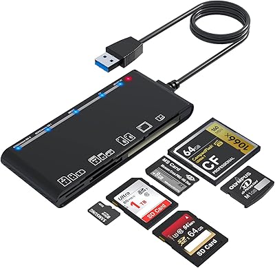 Lecteur de carte mémoire usb 3.0 7 en 1 mis à niveau, adaptateur multi-cartes 5 gbit/s, lecture et écriture pour sd sdxc sdhc cf cfi tf xd micro sd micro sdxc micro sdhc ms mmc uhs-i pour windows mac os linux. DIAYTAR COTE D'IVOIRE est une boutique en ligne qui propose une expérience d'achat unique et personnalisée. Avec plus de 300 000 références de produits, les clients peuvent trouver des offres exclusives et des promotions régulières. La boutique est équipée d'un système de paiement sécurisé pour garantir la sécurité des transactions.