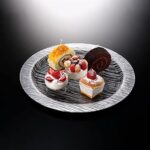 Plateau de service rond fago en acrylique park design, taille 40 cm, transparent/argenté