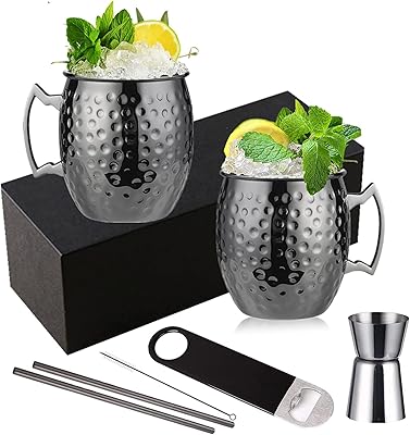 Moscow mule grandes tasses doublées masco, ensemble de tasses à boucle 23 onces en acier inoxydable à revêtement noir, grandes tasses martelées de qualité alimentaire pour boissons froides faites maison (paquet de 2). DIAYTAR COTE D'IVOIRE est la destination idéale pour faire des achats en ligne en Côte d'Ivoire. Avec une vaste sélection de produits, la boutique en ligne répond aux besoins de tous les consommateurs, qu'il s'agisse d'électronique, de produits alimentaires ou encore de vêtements. La boutique se distingue par sa qualité de service et sa fiabilité.