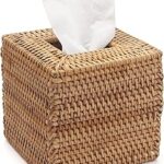 Couvercle de boîte à mouchoirs en bambou tissé carré naturel