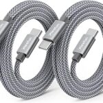 Câble de charge rapide usb c vers usb c 10 pieds, câble tressé