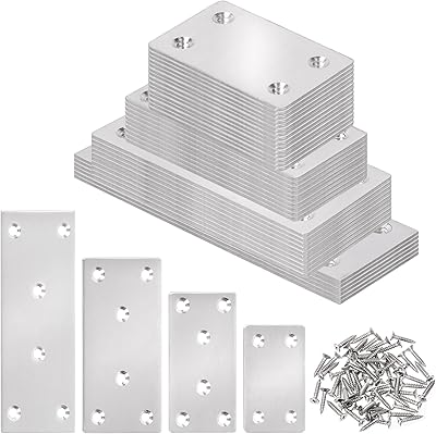 Tanstic 70 pièces tôle plate droite 100x50mm avec vis, épaisseur 2mm, support plat