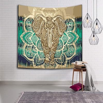 Tenture murale d'éléphant, tapisserie d'art mural hippie bohème mandala, tapisserie murale psychédélique d'éléphant