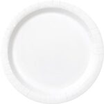 Assiette ronde unique 20 pièces, taille 7 pouces, blanc brillant