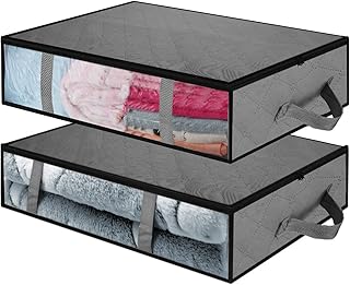 Paquet de 2 conteneurs de rangement sous le lit sacs pliables pour couvertures