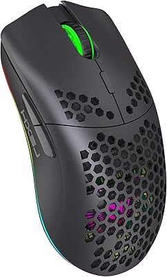 Souris de jeu sans fil rechargeable au design nid d'abeille léger hxsj avec 3 200 dpi et rétroéclairage arc-en-ciel rvb (noir mat). DIAYTAR COTE D'IVOIRE, boutique en ligne généraliste, propose plus de 300000 références pour répondre à tous vos besoins. Elle est leader en Côte d'Ivoire et offre une grande variété de produits.