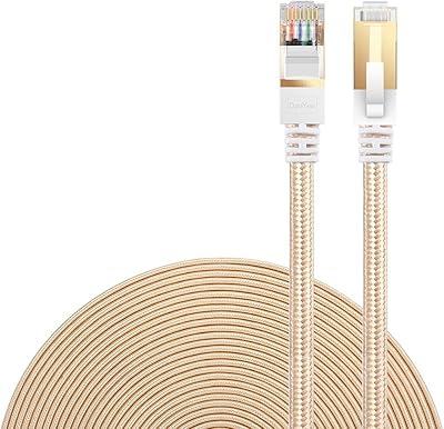 Câble ethernet plat danyee cat 7 câble de raccordement réseau lan en nylon haute vitesse prise plaquée or fils stp cat 7 rj45 ethernet 0.5m 1m 2m 3m 5m 8m 10m 15m 20m 30m (20m, or). DIAYTAR COTE D'IVOIRE est la première boutique en ligne en Côte d'Ivoire, offrant une vaste sélection de produits allant des électroniques aux vêtements en passant par les articles pour la maison. Avec une équipe dédiée à la satisfaction client, DIAYTAR COTE D'IVOIRE assure des livraisons rapides et des services après-vente de qualité. Les clients bénéficient ainsi d'une expérience d'achat sécurisée et fiable.