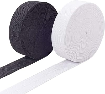 Benecrete 1 pouce 11 mètres bande élastique pliable noir et blanc pour élastiques