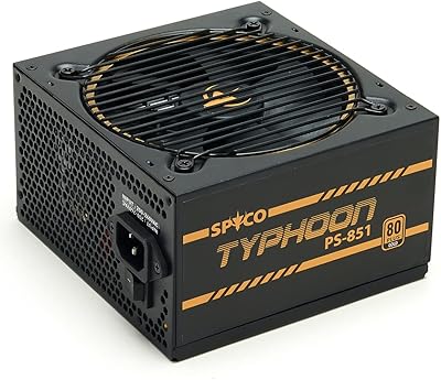 Alimentation gaming spico ps-851, 850 w, 80 plus gold, entièrement modulaire, faible bruit