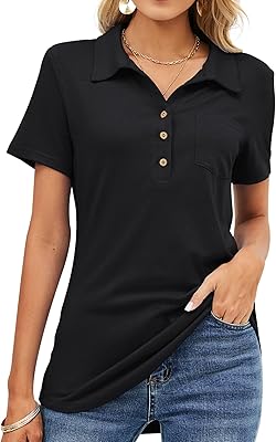 T-shirt polo à manches courtes et col en v pour femme, col boutonné décontracté avec poche pour le travail et le bureau. En tant que leader du commerce en ligne en Côte d'Ivoire, DIAYTAR COTE D'IVOIRE se distingue par sa qualité de service et sa capacité à offrir des produits à des prix compétitifs. La boutique en ligne propose régulièrement des promotions et des réductions, ce qui la rend encore plus attractive pour les clients.