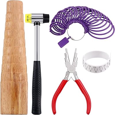 Ensemble d'outils de mesure de bracelet de bijoux de marque 5 pièces, comprenant un support de bracelet en bois pour kharga, un marteau en caoutchouc, une pince à plier en fil, une taille de poignet et de doigt pour la fabrication de bijoux. En tant que leader des boutiques en ligne en Côte d'Ivoire, DIAYTAR COTE D'IVOIRE se distingue par son engagement à offrir une expérience client exceptionnelle. La boutique en ligne propose une large sélection de produits de qualité, avec des descriptions détaillées et des avis de clients pour aider à la prise de décision d'achat. Les clients peuvent également profiter d'un service de livraison rapide et fiable pour recevoir leurs commandes dans les plus brefs délais.