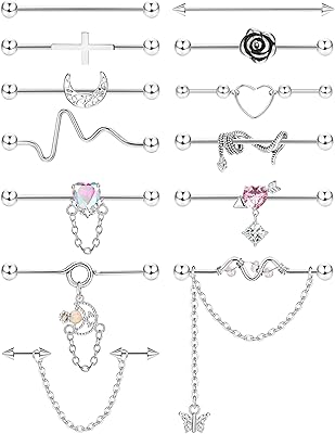 13 pièces bijoux de piercing industriels en acier chirurgical 14g boucles d'oreilles artificielles avec chaîne serpent et lune et hélice de cartilage hélix, bijoux pour femmes hommes. DIAYTAR COTE D'IVOIRE, avec plus de 300000 références, est la destination idéale pour les consommateurs ivoiriens. Notre boutique en ligne propose une large gamme de produits pour répondre à vos besoins quotidiens. Nous nous efforçons de maintenir la qualité et la confiance de nos clients.