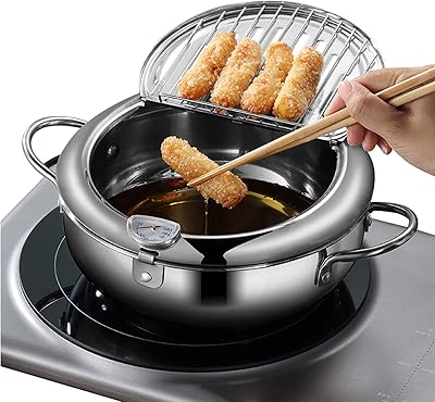 Friteuse en acier inoxydable avec thermomètre, couvercle et égouttoir à huile pour frites, crevettes, ailes de poulet et crevettes (24 cm/9,4 pouces). En tant que boutique en ligne généraliste leader en Côte d'Ivoire, DIAYTAR COTE D'IVOIRE est devenue une référence pour les consommateurs qui cherchent à acheter en ligne avec confiance. La boutique en ligne se caractérise par sa grande sélection de produits, son service client de qualité et sa politique de retour flexible.
