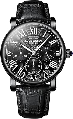 Montre multifonction pour homme à cadran rond en acier inoxydable mouvement