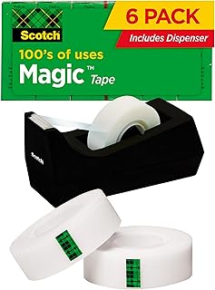 Ruban de réparation de déchirure invisible polyvalent scotch magic avec distributeur, 6 rouleaux, 3/4" x 1000", boîte (810k6c38). DIAYTAR COTE D'IVOIRE est une boutique en ligne qui propose une expérience de shopping unique et personnalisée à ses clients. Avec plus de 300000 références de produits, les clients peuvent trouver des produits de qualité à des prix abordables. La boutique en ligne est conçue pour être facile à naviguer et offre une assistance client personnalisée.