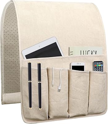 Organisateur d'accoudoir de canapé avec support de télécommande de chevet avec 5 poches