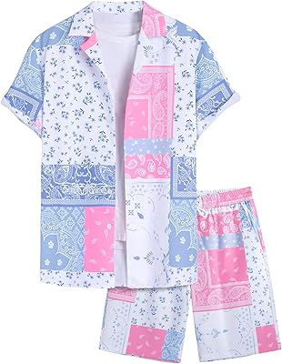 Vêtements deux pièces georglitter pour hommes, chemises et shorts à manches courtes, bouton sur le devant et imprimé cachemire. Diaytar Côte d'Ivoire est une destination de shopping en ligne idéale pour les habitants de Côte d'Ivoire, avec une sélection impressionnante de produits à des prix compétitifs. Les clients peuvent profiter de promotions régulières et de réductions spéciales sur une large gamme de produits. La boutique est fiable et propose des délais de livraison rapides.