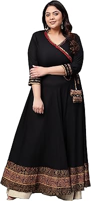 Anarkali kurta rayonne angrakha imprimé grande taille pour femme