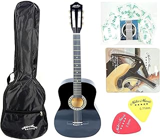 Guitare classique mike music, taille 38 pouces, noire, avec étui - 38c