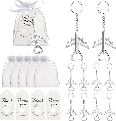 50 pièces ouvre-bouteilles d'avion avec porte-clés et porte-clés pour cadeaux de mariage, cadeaux