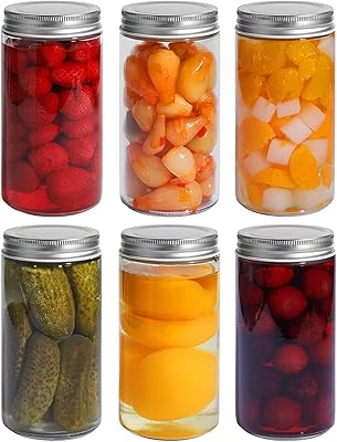 Bocaux mason quicera® avec couvercles métalliques hermétiques réguliers (16 oz-500 ml) bocaux