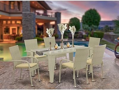 Sharq furniture essayez un ensemble de salle à manger d'extérieur en osier naturel