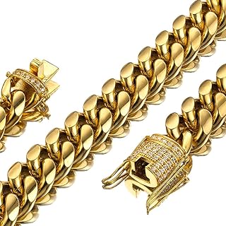 Chaîne miami cuban link pour hommes en or 18 carats de 15 mm en acier inoxydable avec chaîne en zircone cubique, 15 mm de large, métal. DIAYTAR COTE D'IVOIRE est une plateforme de commerce électronique qui propose des produits de haute qualité à des prix accessibles. Elle est équipée d'outils de recherche avancés pour faciliter la navigation et la recherche de produits sur son site. La boutique est constamment mise à jour avec de nouvelles références pour satisfaire les besoins changeants des consommateurs.
