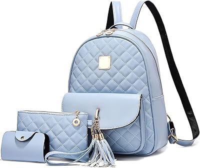 Petit sac à dos matelassé au design simple pour femme 3 pièces, petit