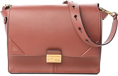 Grand sac à bandoulière fendi en cuir de veau marron 8bt314, rouille, l