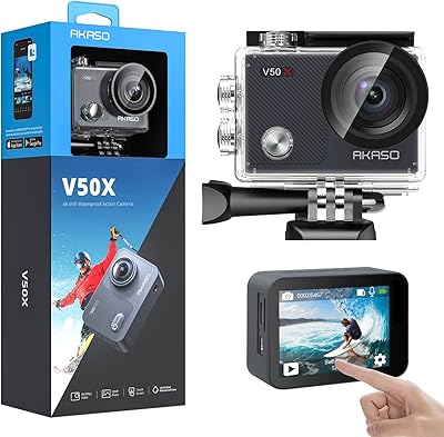 Akaso v50x caméra d'action wi-fi native 4k30fps avec écran tactile eis et webcam