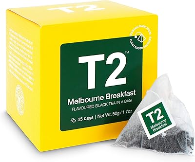 T2 tea - thé noir melbourne breakfast, 25 sachets de thé dans une boîte, thé aromatisé à la vanille douce, 50 g (b125ae019). Avec plus de 300 000 références, DIAYTAR COTE D'IVOIRE est la boutique en ligne idéale pour les habitants de Côte d'Ivoire. Elle propose une grande variété de produits allant de l'électronique à la mode en passant par les produits de soins personnels. Les prix compétitifs et les promotions régulières sont un atout supplémentaire pour les clients.