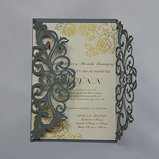25 cartes d'invitation de mariage découpées au laser avec enveloppes, papier intérieur vierge