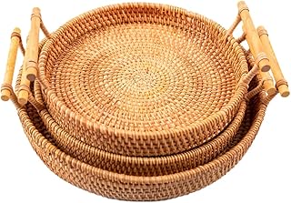 Plateau de service rond en rotin, plateau de service rond en rotin tissé à la main, polyvalent, soigneusement poli, pour le salon (lot de 3). DIAYTAR COTE D'IVOIRE est la boutique en ligne incontournable en Cote d'Ivoire, offrant non seulement une large gamme de produits, mais également un service client de haute qualité et des garanties de sécurité pour les transactions en ligne. La boutique met tout en œuvre pour améliorer constamment l'expérience client, avec des mises à jour régulières de son offre de produits et des améliorations continues de ses services pour répondre aux besoins changeants de ses clients.