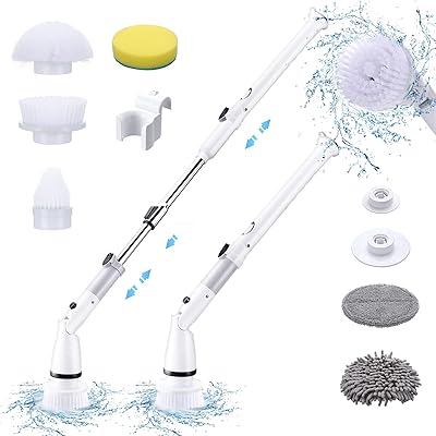 Brosse à récurer électrique sans fil rotative à 360 degrés avec 6 têtes