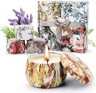 Bougies parfumées sourway, coffret cadeau de 4, freesia, lavande, romarin et vanille française