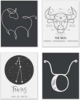 Impressions de signes astrologiques taureau lot de 4