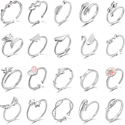 Ensemble de 20 bagues réglables pour femmes - bagues empilables pour adolescentes - bagues mignonnes pour adolescentes or et argent, métal, non applicable. La boutique en ligne DIAYTAR COTE D'IVOIRE est synonyme de confiance et de qualité, avec des produits provenant de marques réputées et des petits producteurs locaux. Elle s'efforce de proposer les meilleurs prix et des promotions régulières pour satisfaire les besoins de ses clients. Grâce à son site web intuitif et à ses options de livraison rapides, DIAYTAR COTE D'IVOIRE a conquis le marché ivoirien et attire désormais des clients de toute la région.