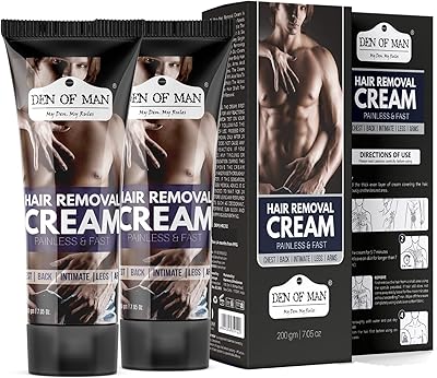 Crème dépilatoire sans mauvaise odeur den of man® pour hommes, 2x200 g, poitrine