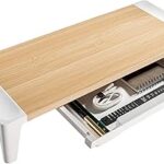 Support de moniteur en bois navodesk deluxe avec tiroir, support de moniteur simple