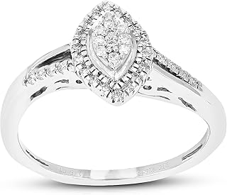 Bague de fiançailles en diamant 1/5 carat pour femme, bague ronde en argent