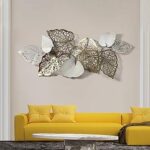 Décor mural en métal en forme de feuille 56" x 24" grande