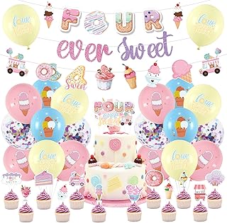 Décorations forever sweet pour 4e anniversaire pour filles kit de décorations de fête