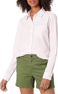 Chemise classique en popeline boutonnée à manches longues amazon essentials pour femme, rose