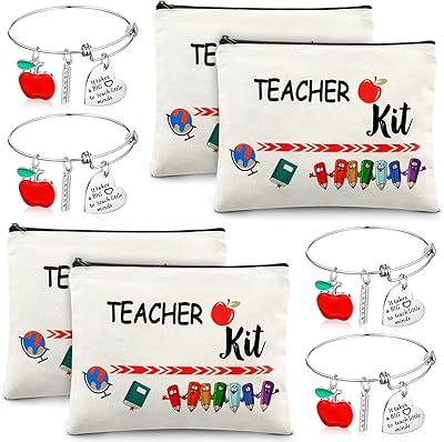 Coffret cadeau de remerciement pour enseignants 8 pièces, 4 trousses de maquillage pour enseignants et 4 bracelets à bagues, cadeaux de fin d'année et de remerciement pour enseignants, taille unique, acier inoxydable. DIAYTAR COTE D'IVOIRE est une boutique en ligne généraliste qui propose plus de 300 000 références de produits. Elle est líder dans son domaine en Côte d'Ivoire et offre une grande variété de choix pour les consommateurs. DIAYTAR COTE D'IVOIRE met en avant la qualité de ses produits et la satisfaction de ses clients.