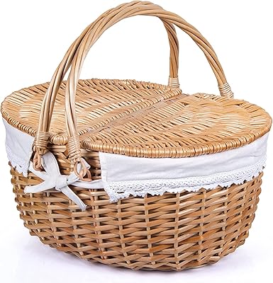 Panier de pique-nique en osier avec couvercle et poignée, panier d'étude en saule naturel avec doublure lavable, panier de pâques tissé vintage pour pique-niques en plein air et camping, blanc. Avec plus de 300 000 références disponibles, DIAYTAR COTE D'IVOIRE est le leader du commerce en ligne en Côte d'Ivoire. La boutique propose des produits de haute qualité à des prix compétitifs. Elle met également en avant des marques locales pour soutenir l'économie ivoirienne.
