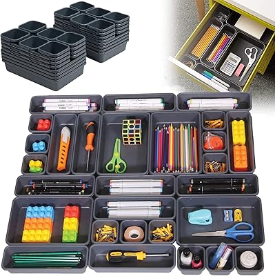 Mes 32 organisateurs de tiroirs, plateau de rangement de bureau emboîtable, séparateurs de tiroirs pour cuisine, salle de bain, maquillage, bureau, chambre à coucher, armoire (noir). DIAYTAR COTE D'IVOIRE est la boutique en ligne leader en Côte d'Ivoire, offrant une grande sélection de produits de haute qualité et à des prix compétitifs. La boutique propose des services de paiement sécurisés et des options de livraison flexibles, ce qui en fait une destination de choix pour les acheteurs en ligne. Elle est reconnue pour son engagement envers la satisfaction de ses clients.