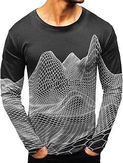 T-shirt à manches longues et col rond pour hommes, mode décontractée, sport, impression