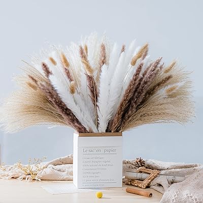 Mericatm herbe de pampa 70 pièces | 15 pièces de pampa blanche, 15 pièces de pampa naturelle, 30 pièces de roseau, 10 pièces de queue de lapin, herbe de pampa séchée naturelle pour compositions florales et décoration d'intérieur bohème. Avec plus de 300 000 références de produits, DIAYTAR COTE D'IVOIRE est la boutique en ligne la plus complète en Côte d'Ivoire. Les clients peuvent trouver des produits électroniques, des vêtements, des accessoires et bien plus encore. La boutique propose également des promotions régulières pour aider les clients à économiser.