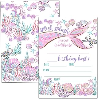 Cartes d'invitation pour fête d'anniversaire sur le thème de l'océan bleish splash, célébration